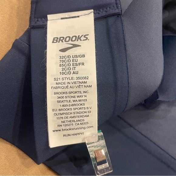 Brooks Drive Interlace Run Bra Navy Blue Size 32C/D - Picture 6 of 9